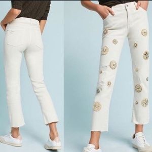 Anthro Pilcro Natural Embellished Jeans Size 29